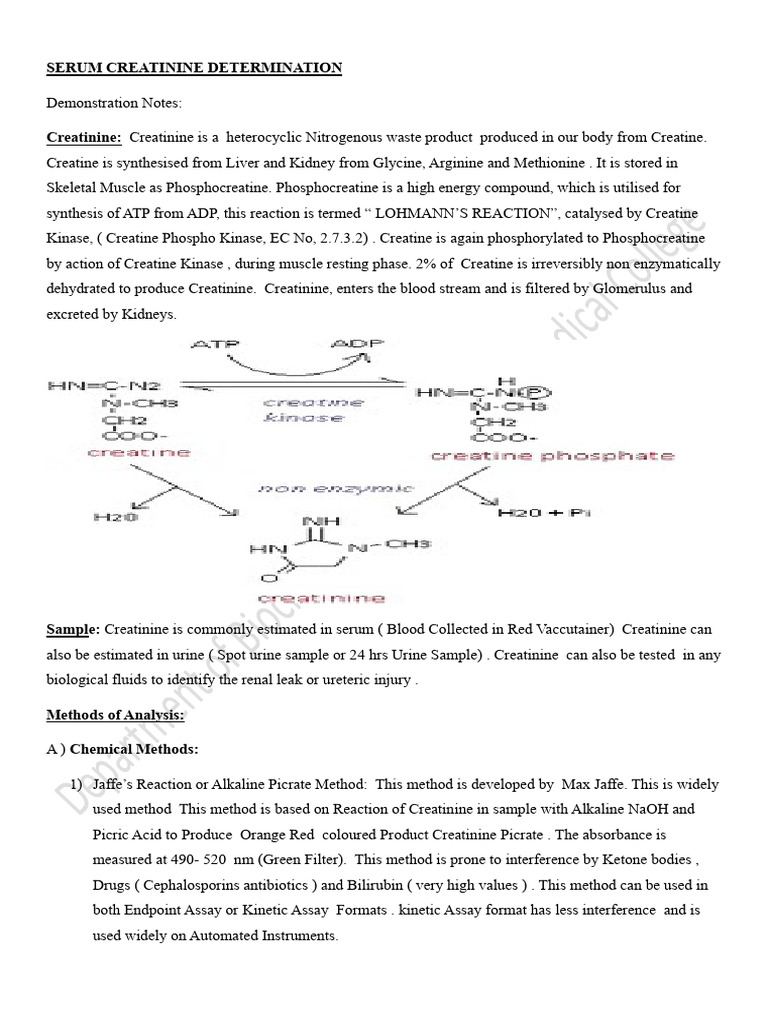 Creatinine Estimation Demonstartion and Observation Notes | PDF ...