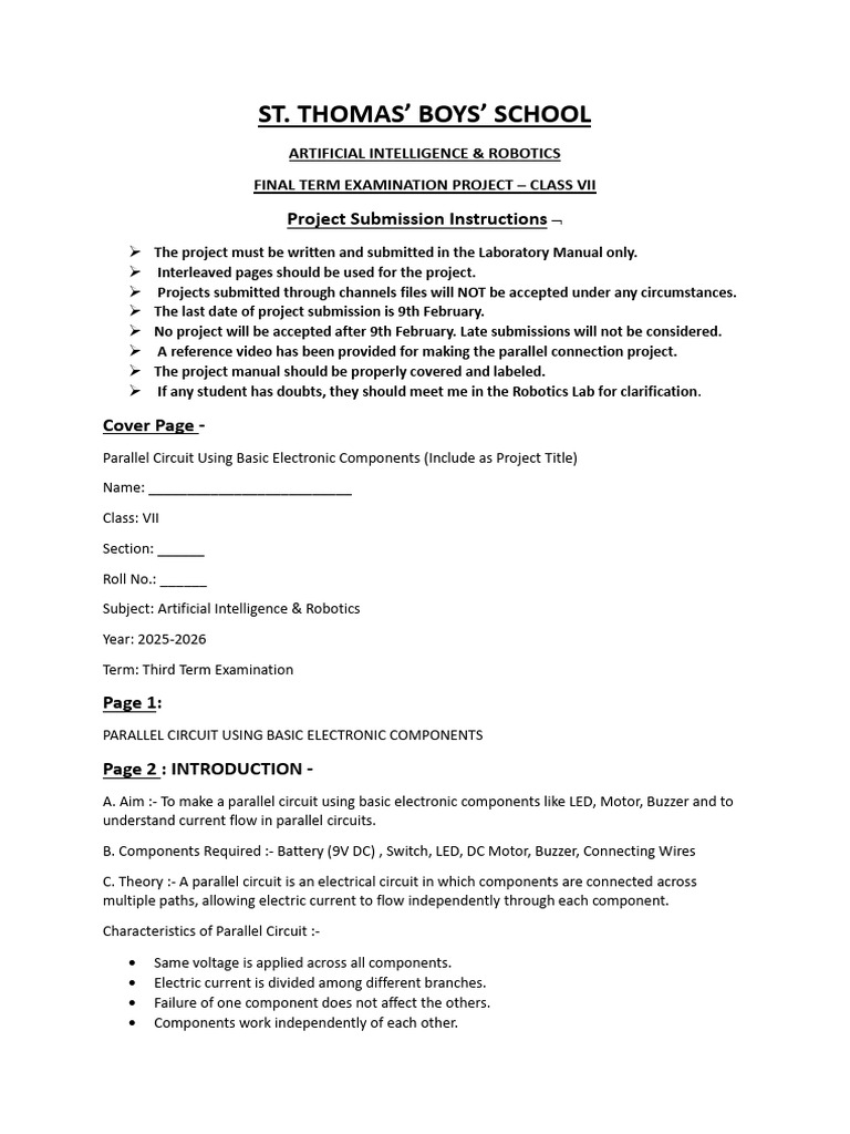 Robotics Project Vii | PDF | Series And Parallel Circuits | Switch