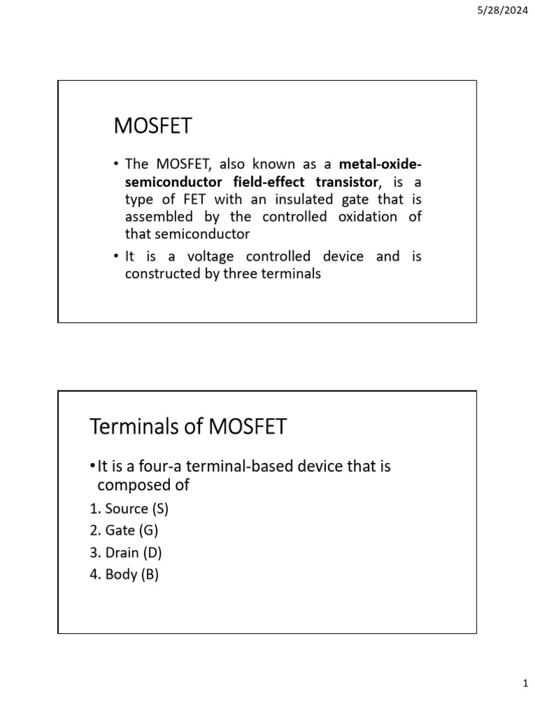 Mosfet | PDF | Field Effect Transistor | Mosfet
