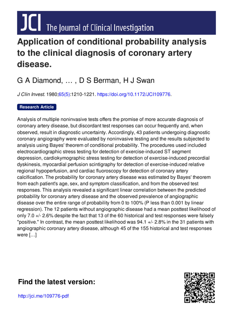 Application of Conditional Probability Analysis to the Clinical ...