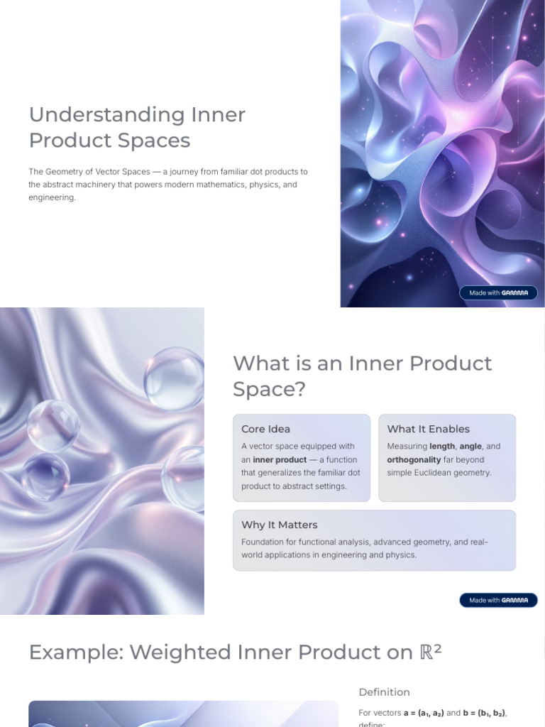 Understanding Inner Product Spaces | PDF | Norm (Mathematics) | Basis ...