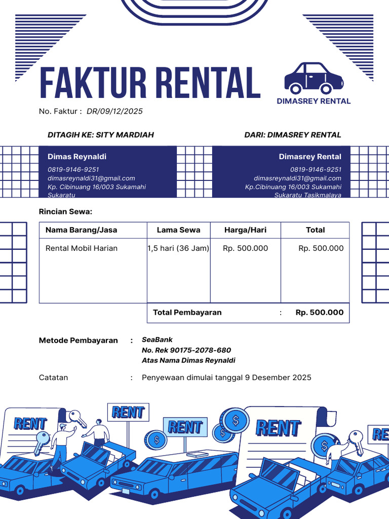 Invoice Rental Mobil | PDF