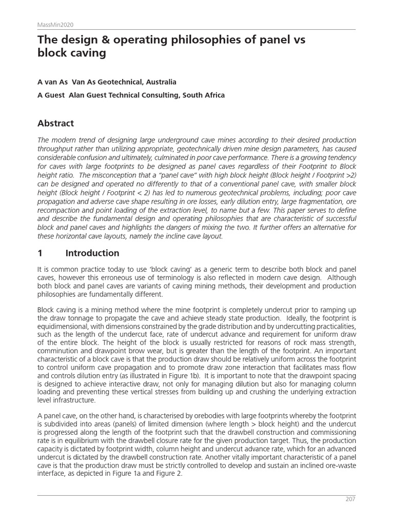 The Design Operating Philosophies of Panel Vs | PDF | Mining | Column
