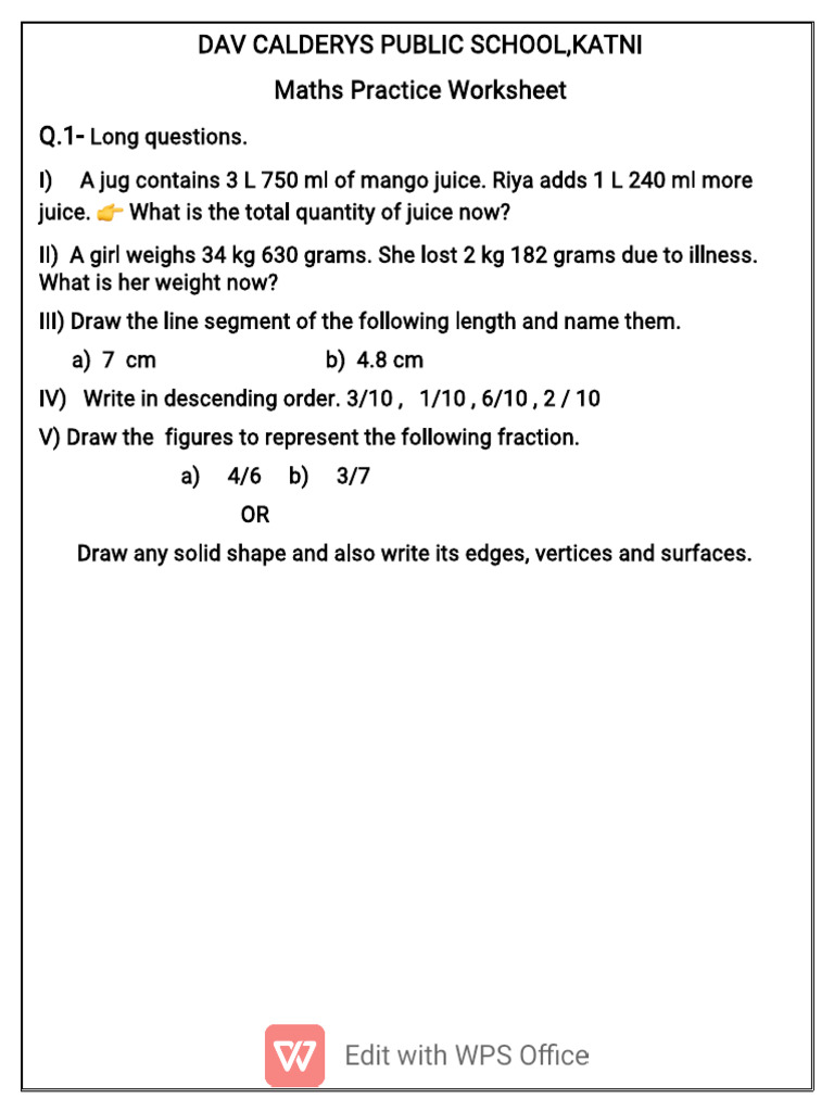 Maths Practice Worksheet 2 | PDF