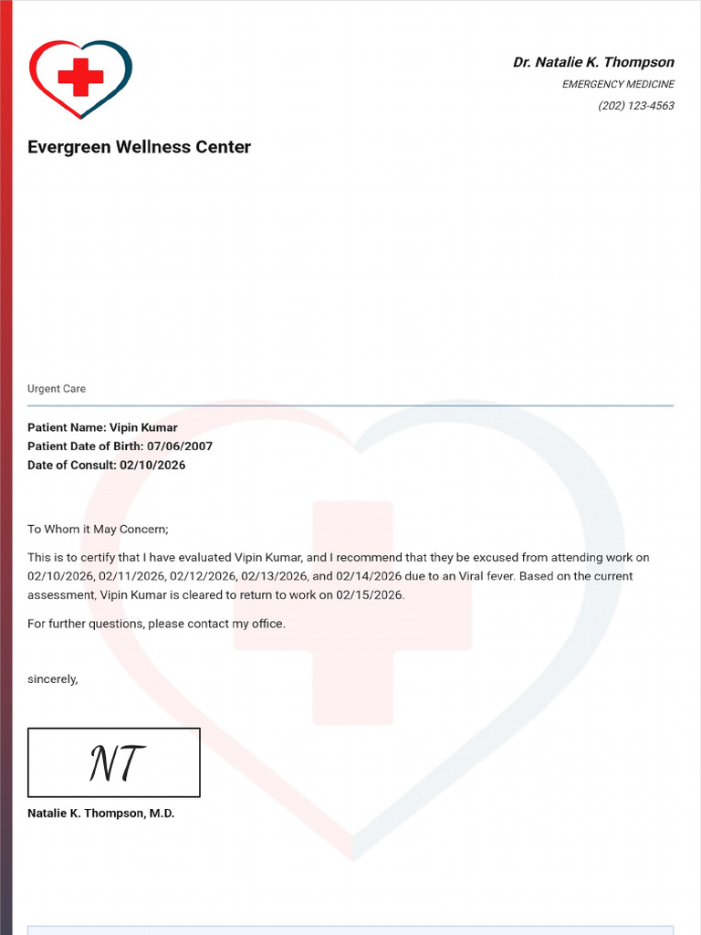 Doctor Note With Signature | PDF