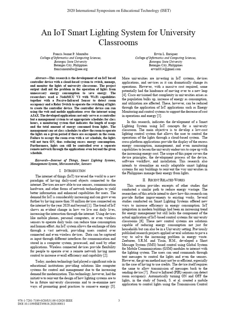An IoT Smart Lighting System For University Classrooms | PDF | Ajax ...