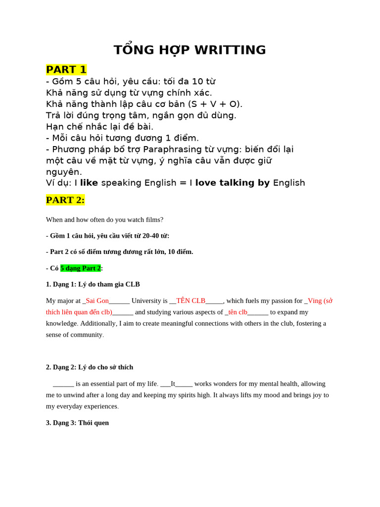 T NG H P Writting | PDF