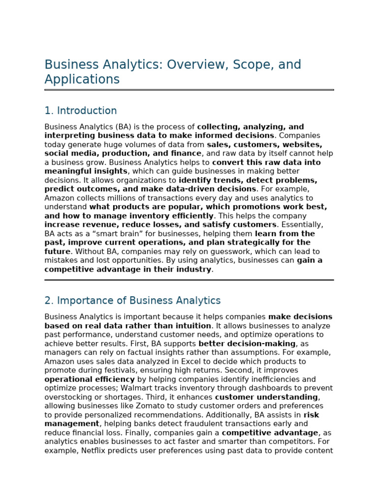 Business Analytics Student Report | PDF | Analytics | Predictive Analytics