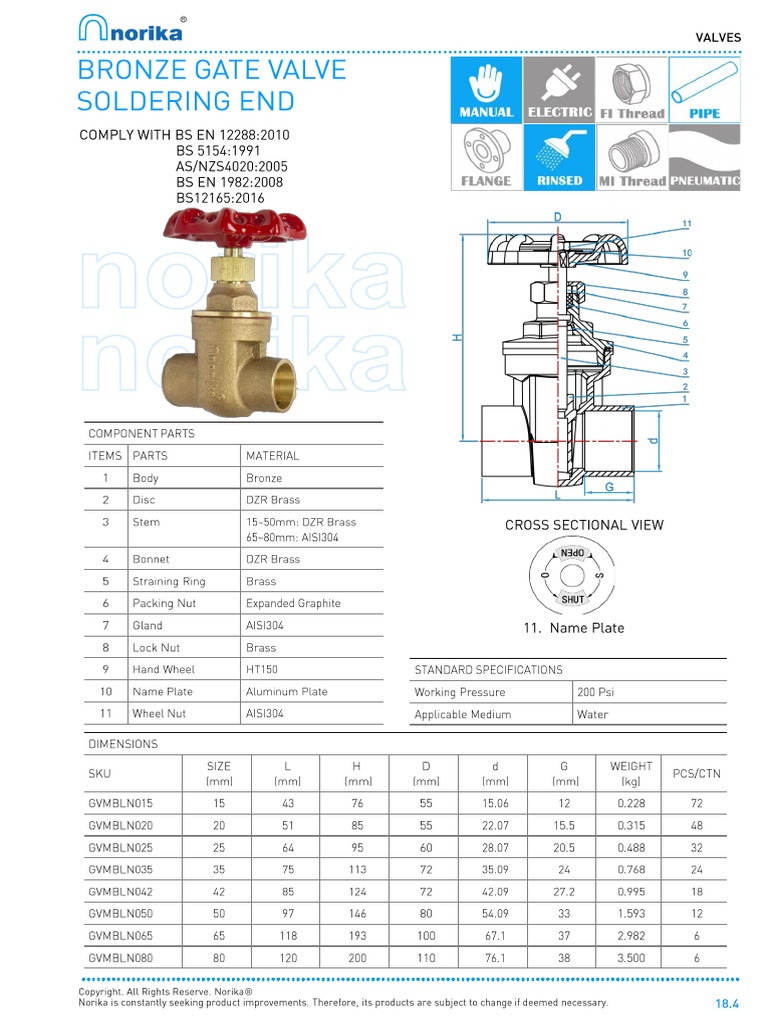 Bronze Gate Valve Soldering End Catalogue | PDF