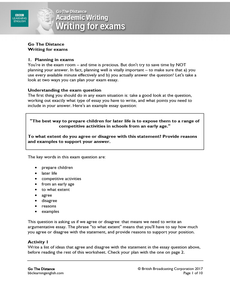 GTD Academic Writing 10 Writing For Exams | PDF | Essays | Paragraph