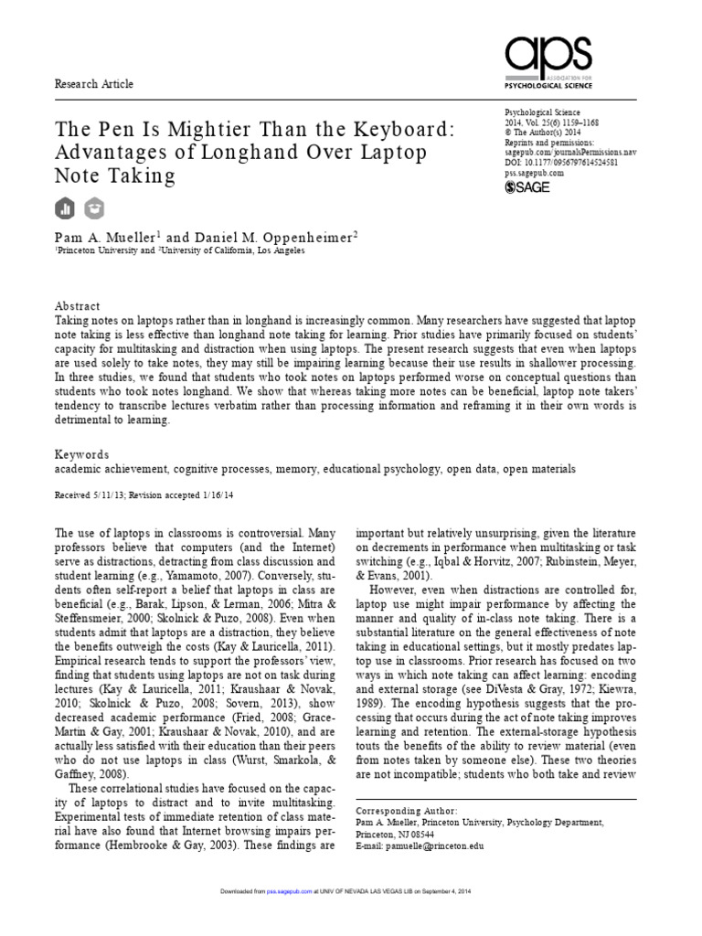 Advantages of Longhand | PDF | Psychological Concepts | Cognitive Science
