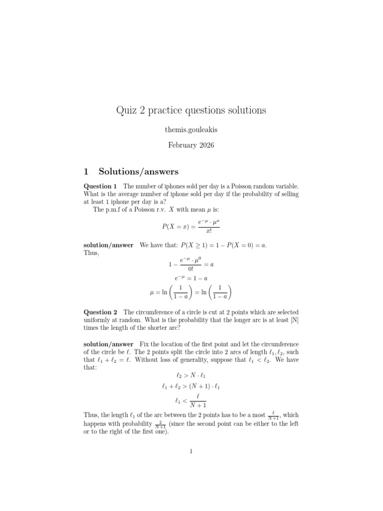 Quiz 2 PracticeQuestions-1 | PDF | Probability Density Function ...