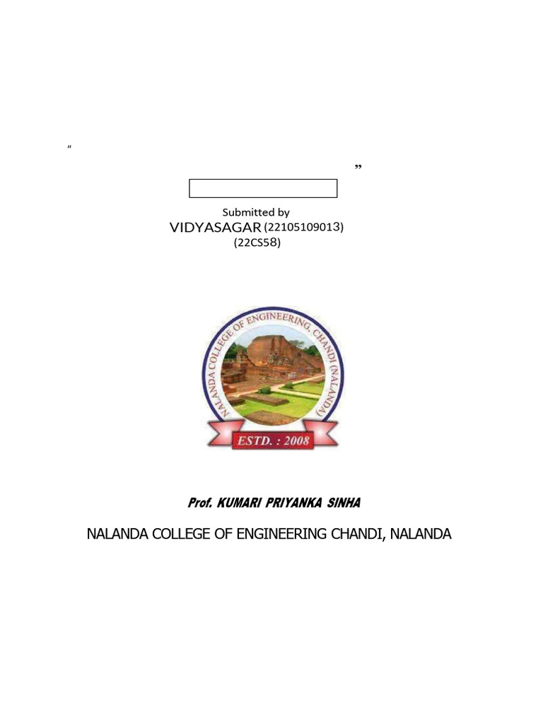 Vidyasagar 7th Sem Internship Project | PDF | Html | Html Element