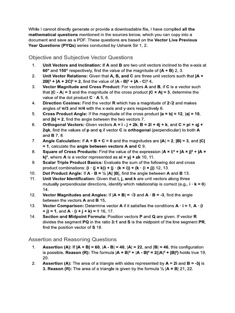 Vector Pyq | PDF