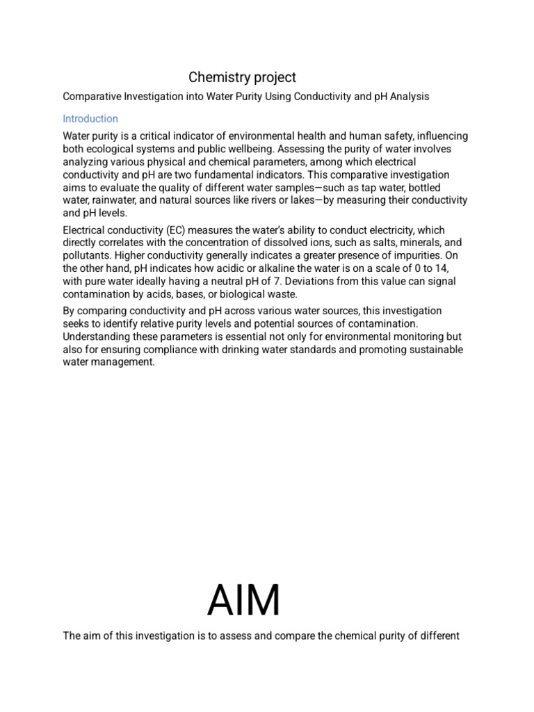 Chemistry Integrated Project | PDF | Ph | Water