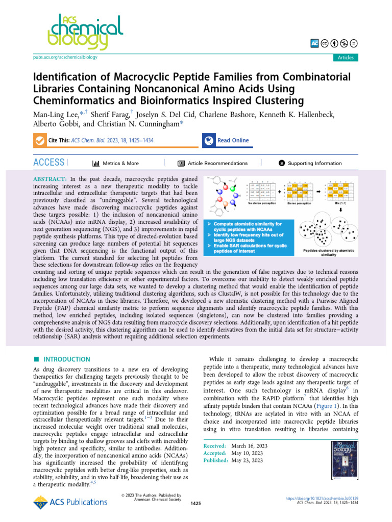 2023ACS Identification of Macrocyclic Peptide Families From ...