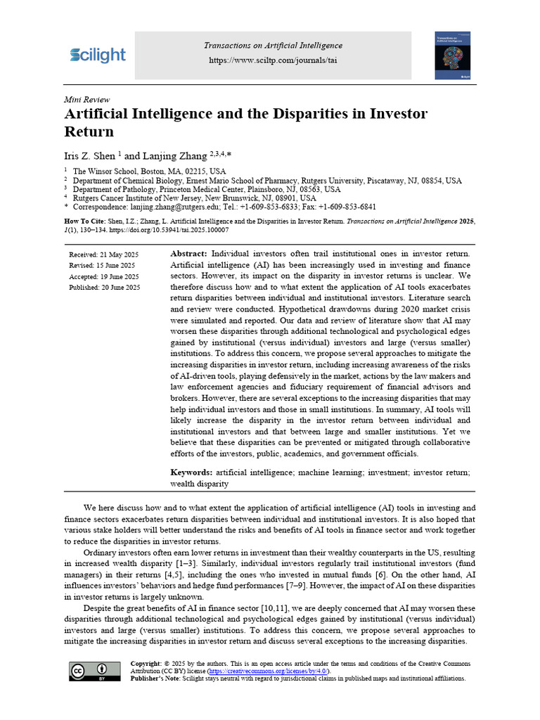 Iris Z. Shen - Artificial Intelligence and The Disparities in Investor ...
