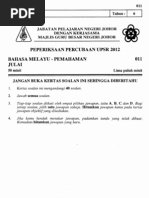 Download Percubaan Upsr Johor 2012 - BM Pemahaman by     SN100901505 doc pdf