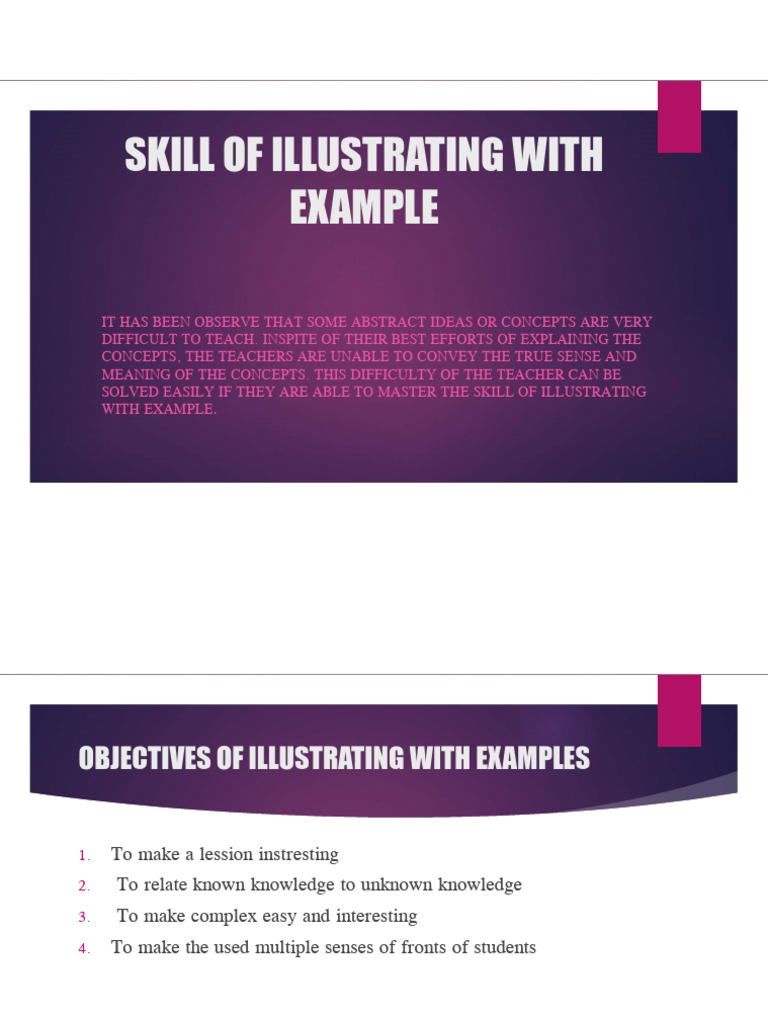SKILL OF ILLUSTRATING WITH EXAMPLE. | PDF | Concept | Question