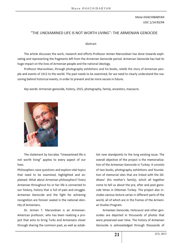 The Unexamined Life is Not Worth Living the Armenian Genocid-mane ...