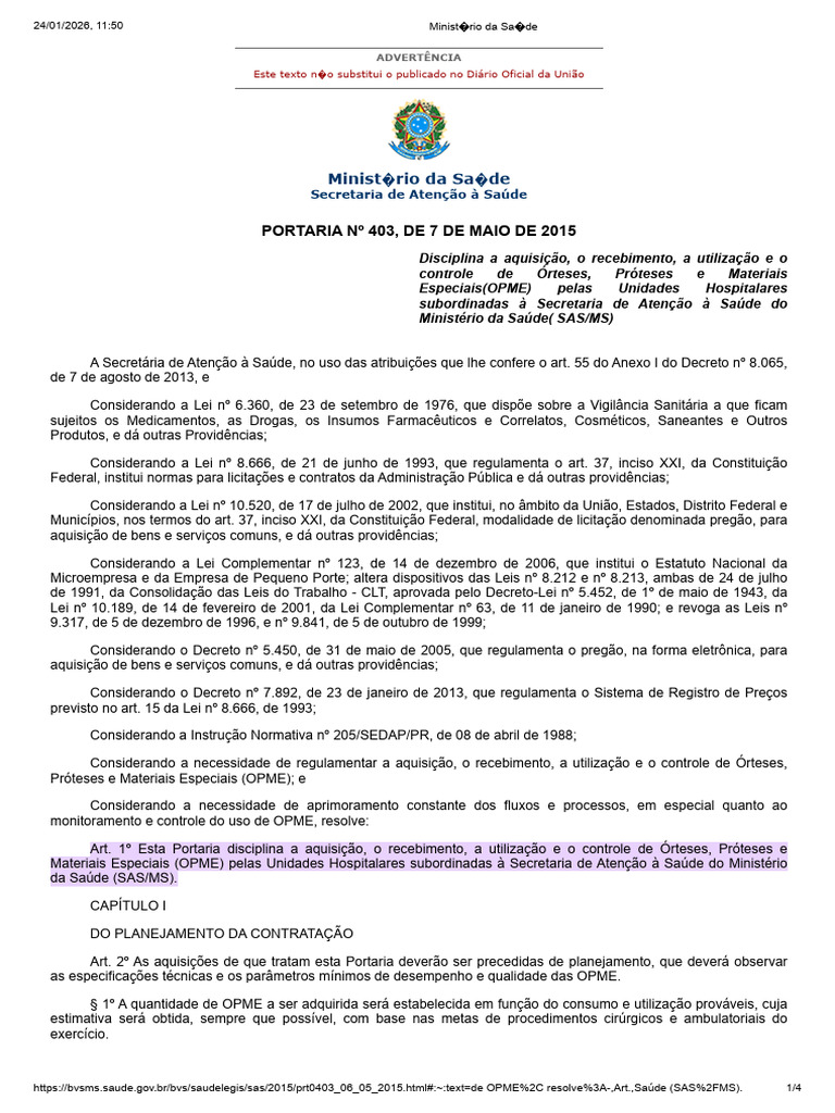MS Regula Sobre Utilizaçao de OPME | PDF