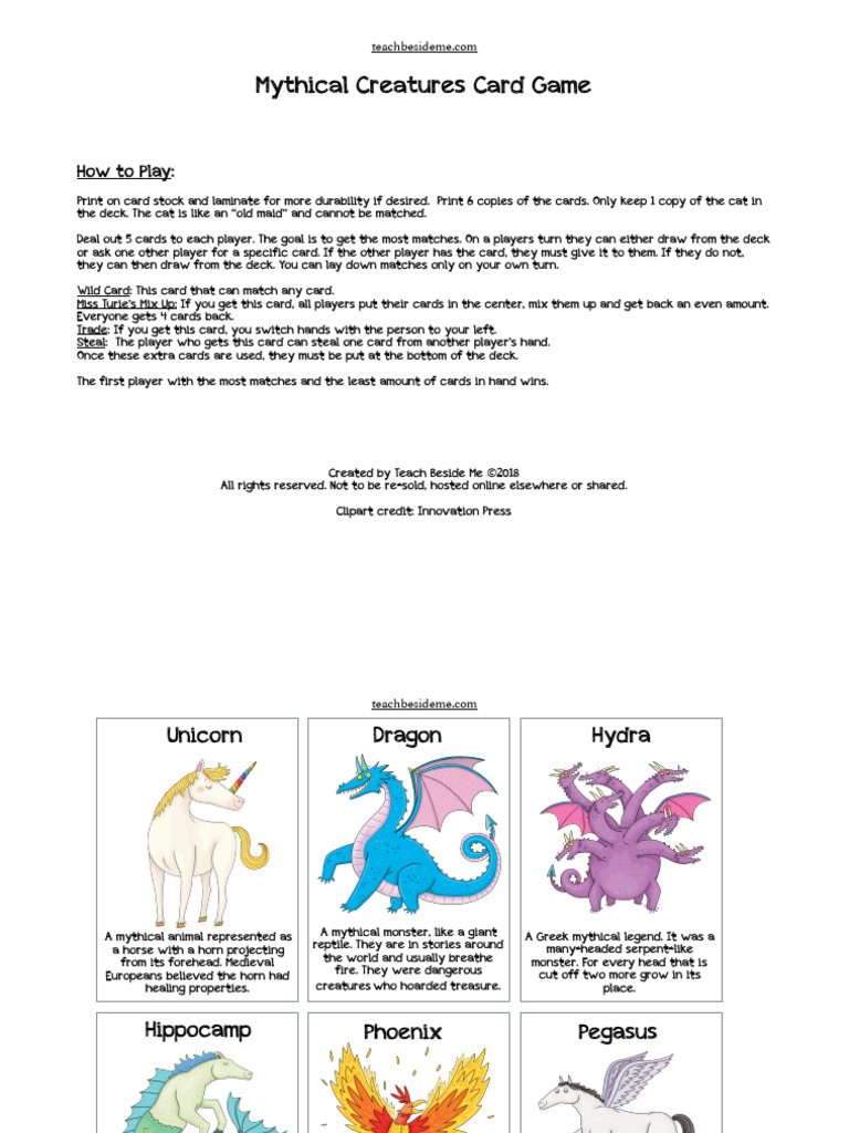 Mythical Creatures Card Game | PDF