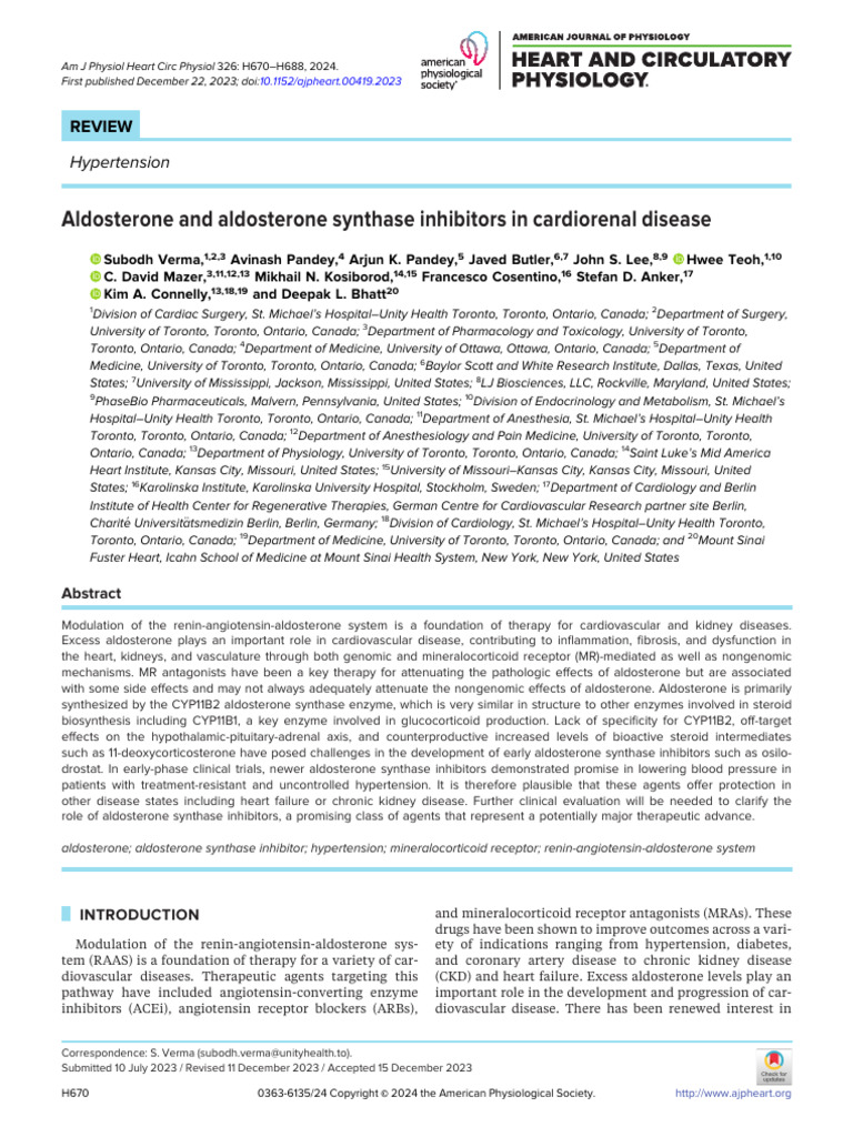 2024 Aldosterone and Aldosterone Synthase Inhibitors in Cardiorenal ...