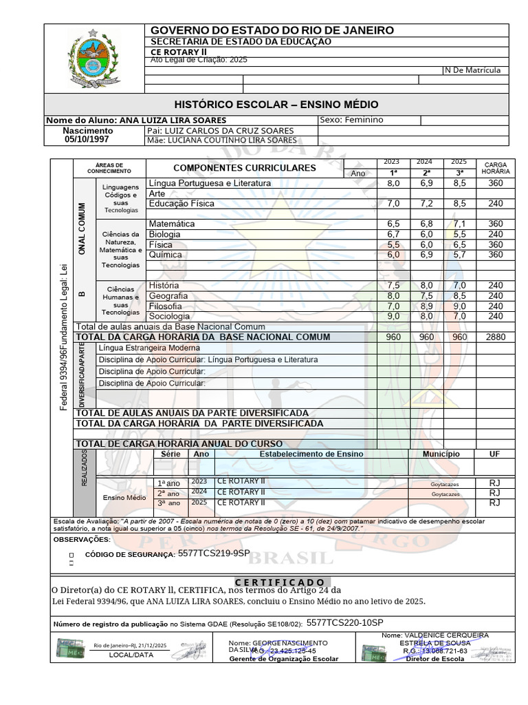 Certificado Escolar 2025 4 | PDF | Science