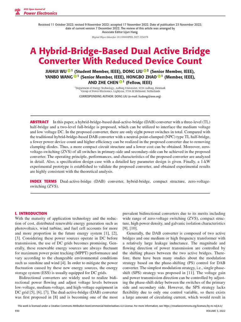 A Hybrid-Bridge-Based Dual Active Bridge Converter With Reduced Device ...