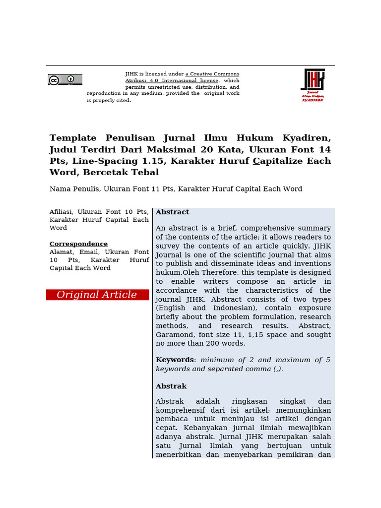 Jihk-Original Research Article Template | PDF