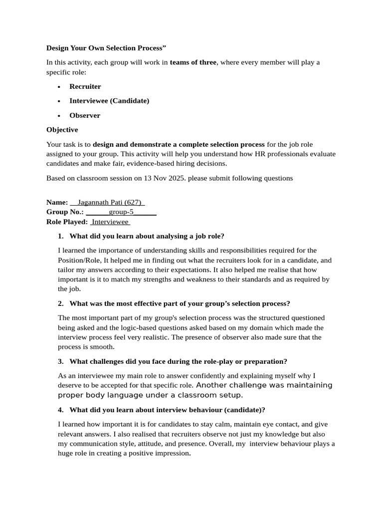 Design Your Own Selection Process | PDF | Recruitment | Behavioural ...