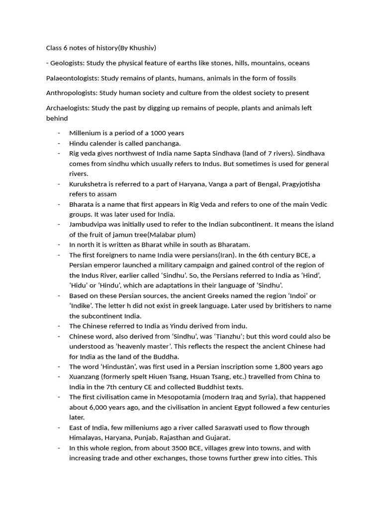 Class 6 Notes of History | PDF | Indian Philosophy