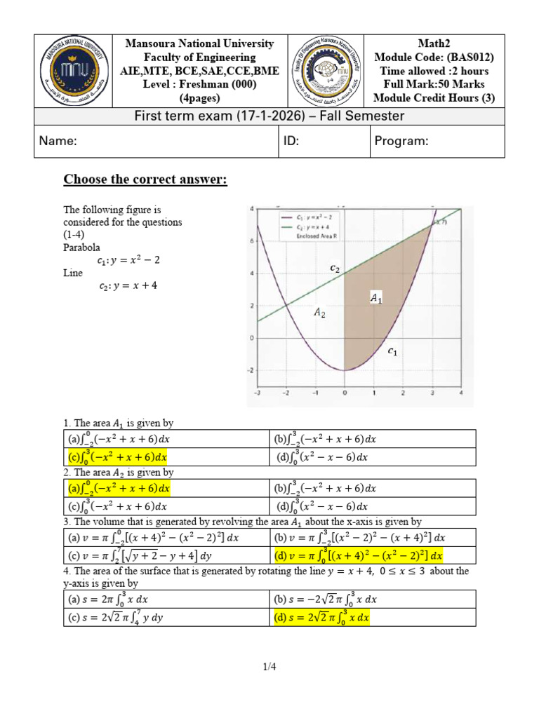 2026 Model Answer Math2 | PDF | Differential Geometry | Geometry