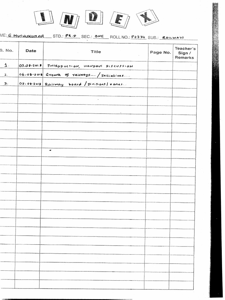 Railways - Class Notes Hand | PDF