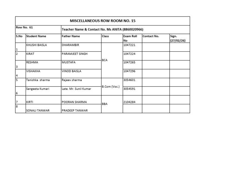 Miscellaneous Row | PDF