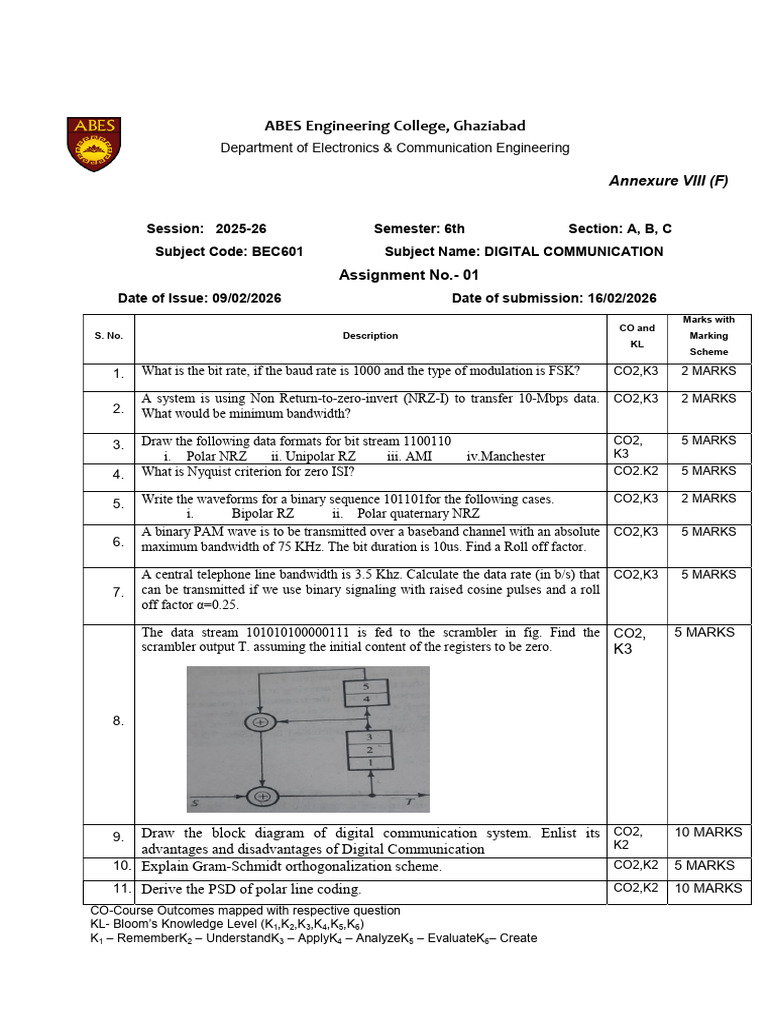 Dcom(BEC601). Assignment 1 | PDF | Electronics | Telecommunications ...