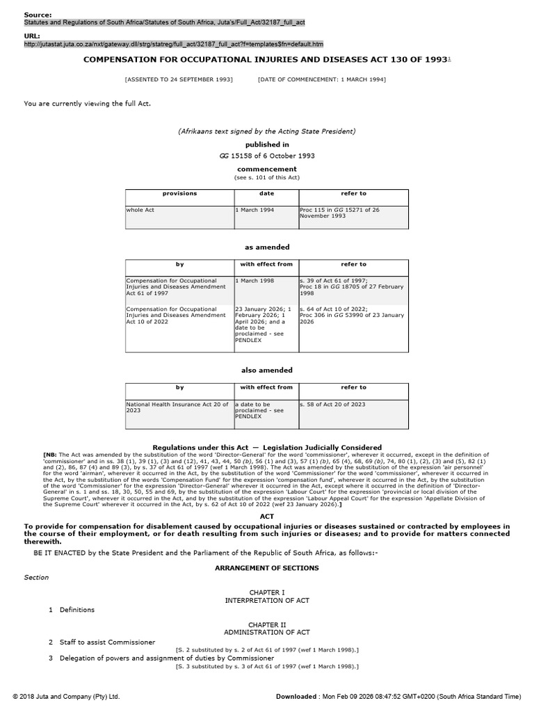 Compensation For Occupational Injuries and Diseases Act 130 of 1993 ...