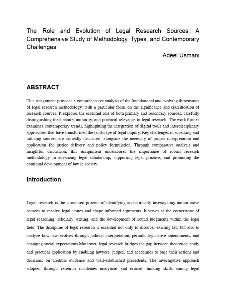 The Role and Evolution of Legal Research Sources - A Comprehensive ...