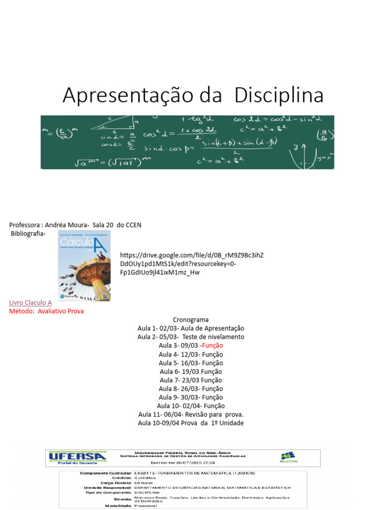 Apresentao Da Disciplina | PDF