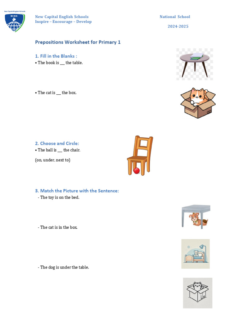 Prepositions Worksheet Maria | PDF