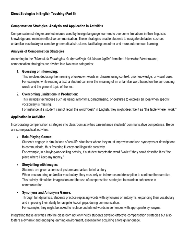 1.3 Direct Strategies in English Teaching II | PDF | Vocabulary | Learning