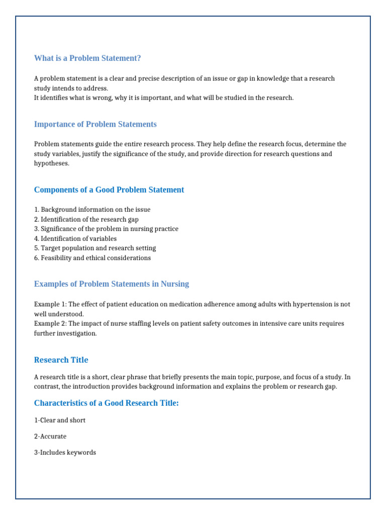Nursing Problem Statement and Variables 1 | PDF | Hypertension | Medicine