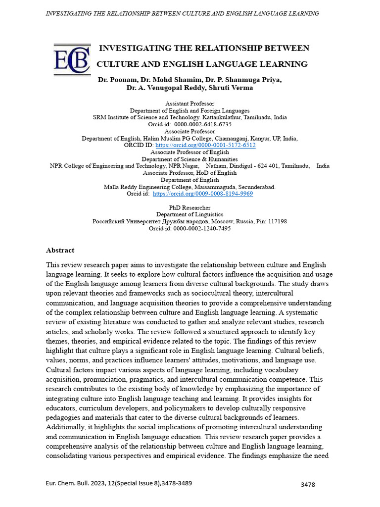Investigating The Relationship Between C | PDF | Second Language ...