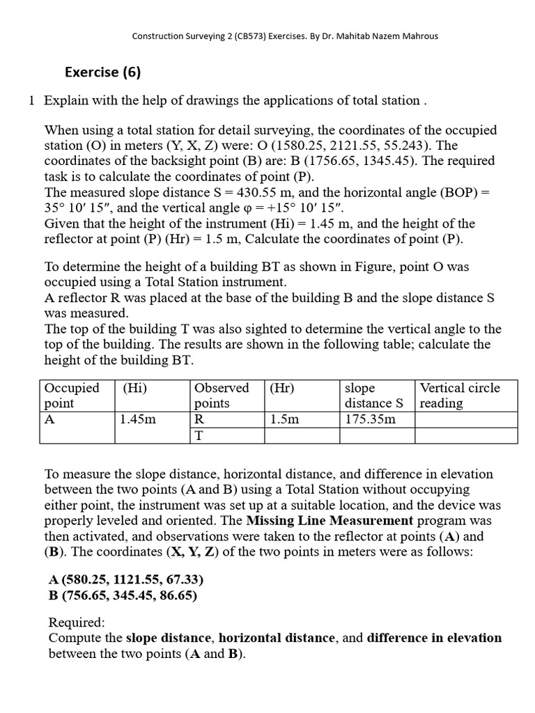 sheet 6 | PDF | Surveying