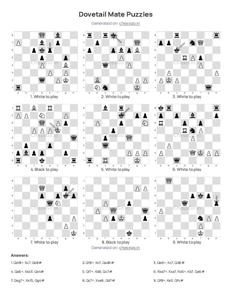 Dovetail Mate Chess Puzzles - Harder Difficulty - ChessGo - in | PDF ...