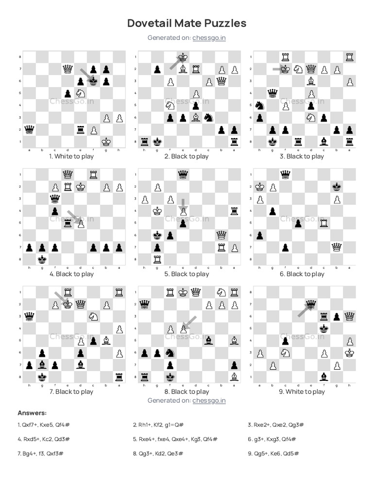 Dovetail Mate Chess Puzzles - Hard Difficulty - ChessGo - in | PDF ...