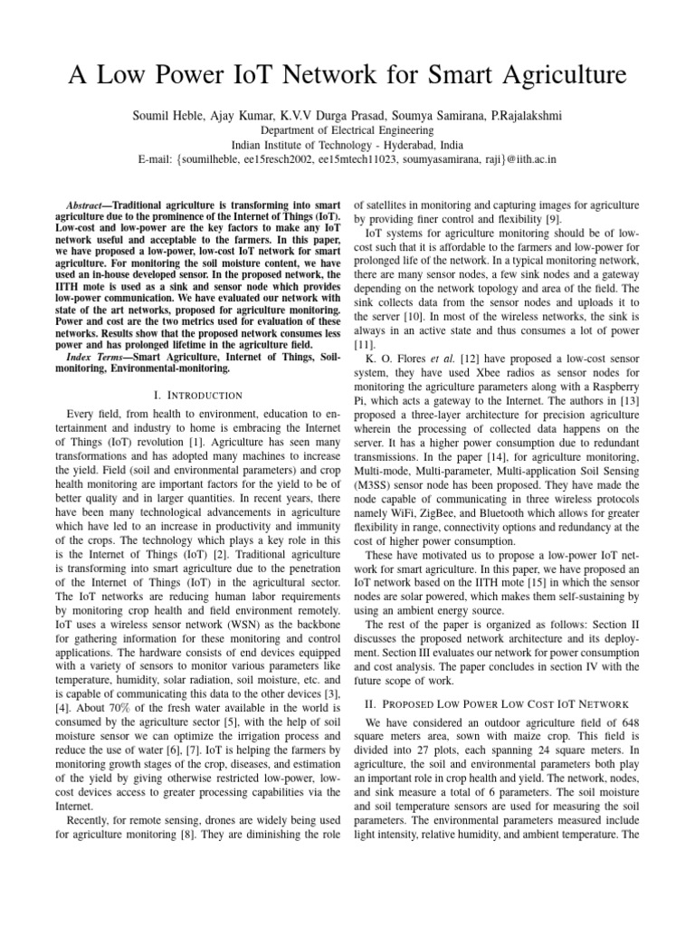 A Low Power Iot Network For Smart Agriculture | PDF | Internet Of ...