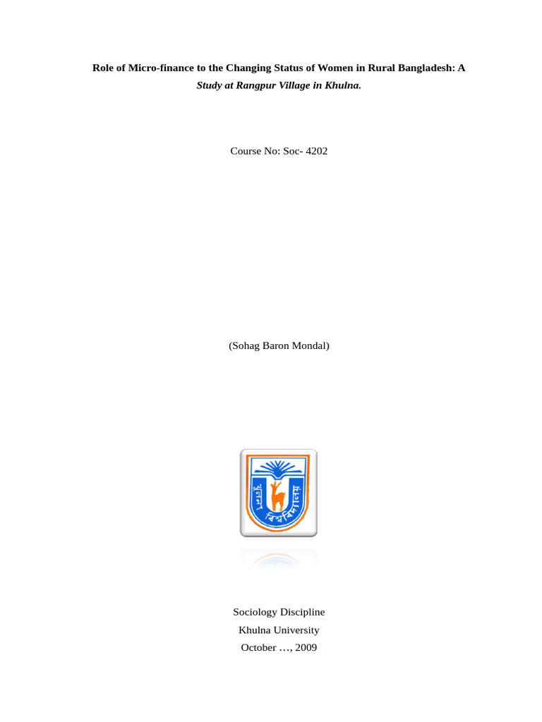 Final Thesis Paper-2003 | PDF | Empowerment | Microcredit