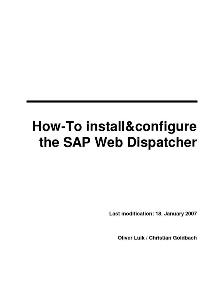 Install and Configure SAP Web Dispatcher | PDF | Hypertext Transfer ...