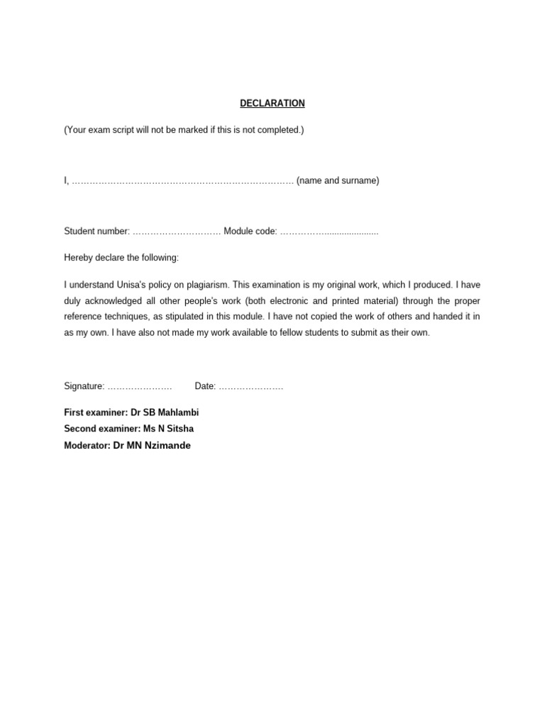 2025 OctNov_AED3701 Declaration Form | PDF